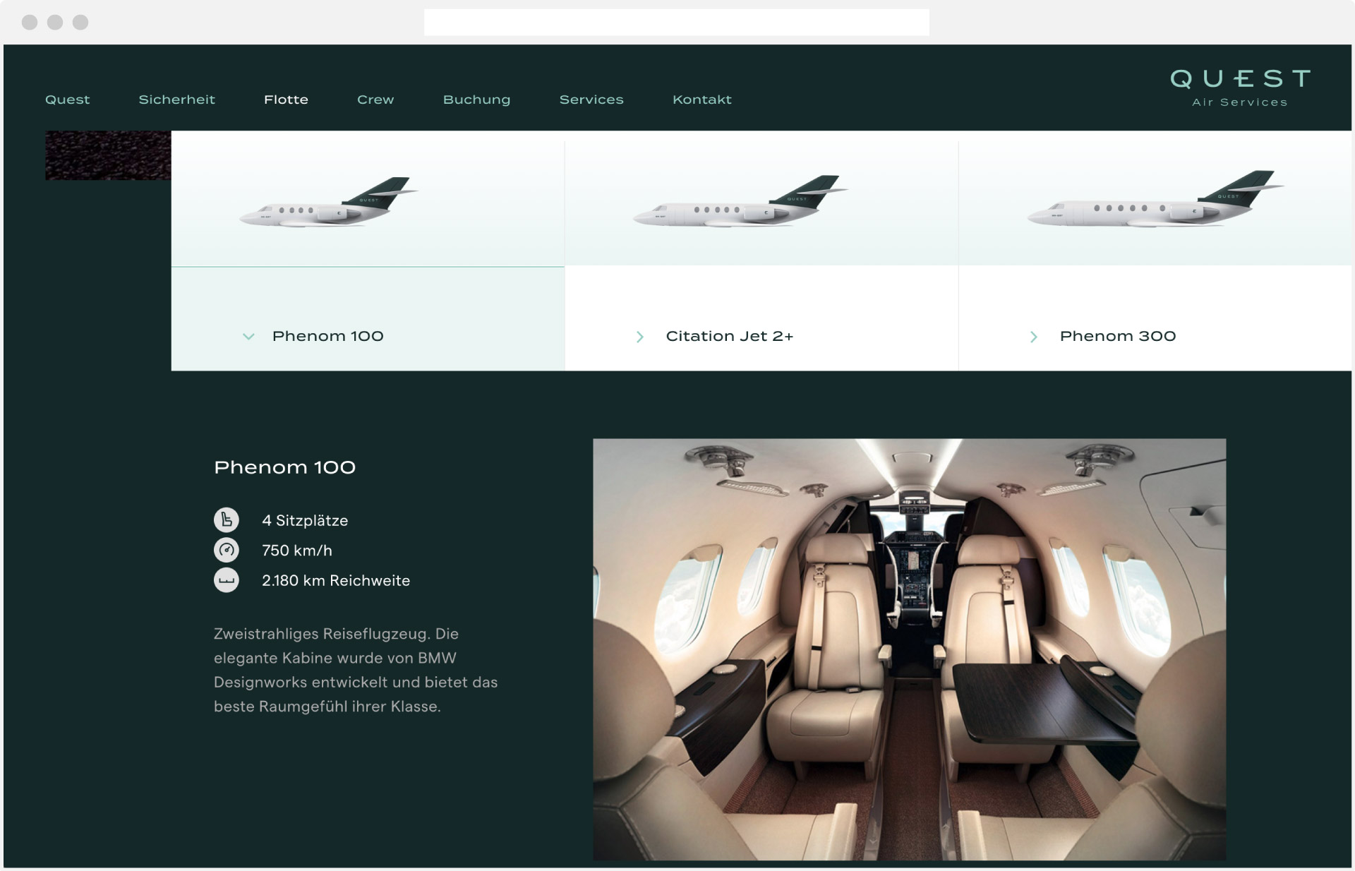 Webdesign Quest Air Services Flugzeuge