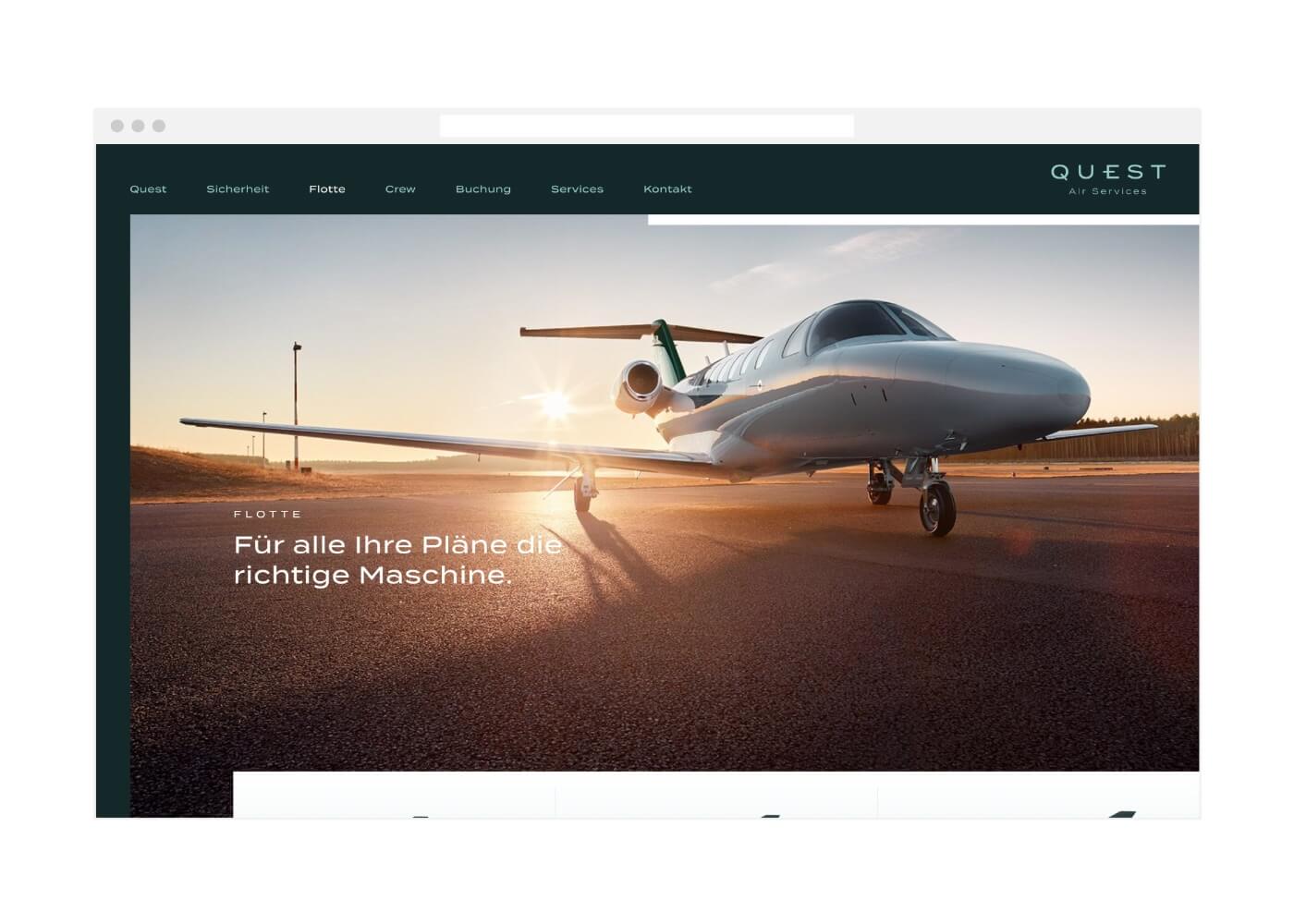 Quest Air Services Webdesign Startseite